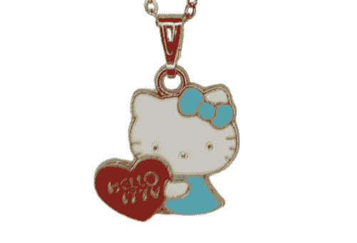 Hello kitty cat with heart necklace. -Item#289A