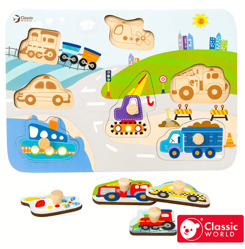 【德國 classic world 客來喜經典木玩】木製手抓板-帥氣交通