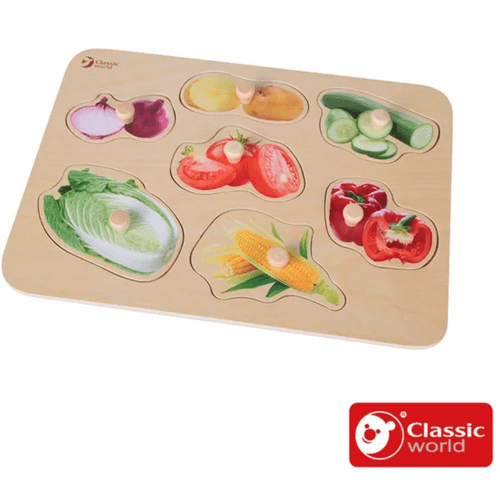 【德國 classic world 客來喜經典木玩】木製手抓板-健康蔬菜