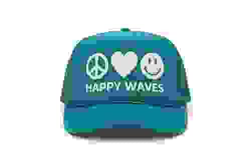 Peace Love Happy Waves Trucker Hat - Youth