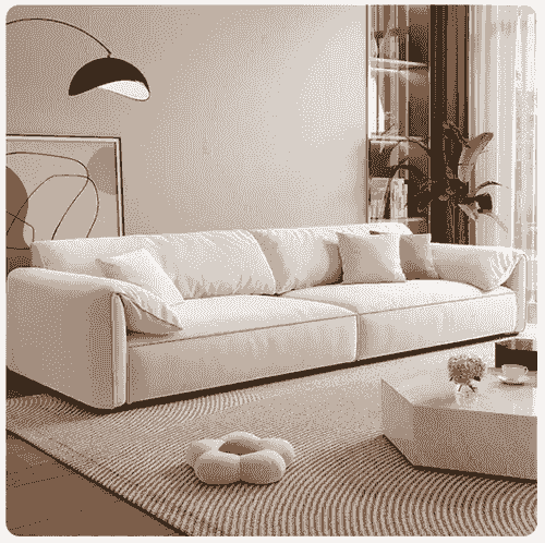 LOOM - 220 cm four-seater sofa in white jacquard Frosyt Rumple Fabric