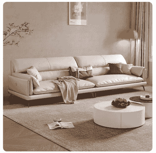 VELDT – 220 cm Four-Seater Sofa in Italian Creamstone Luxury Genuine Leather