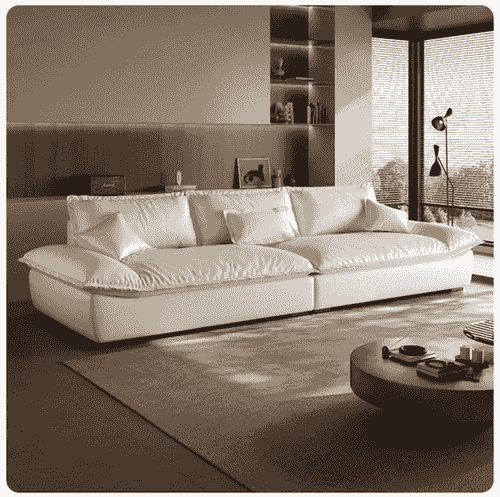 PRIMAL – 210 cm Three-Seater Sofa in Luxury Off-white Genuine Dermal Leather