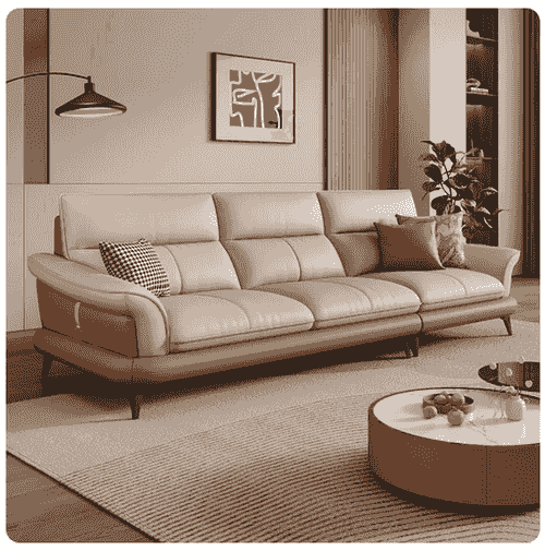 CARMEN – 220cm Three-Seater Sofa in Sand Genuine Leather