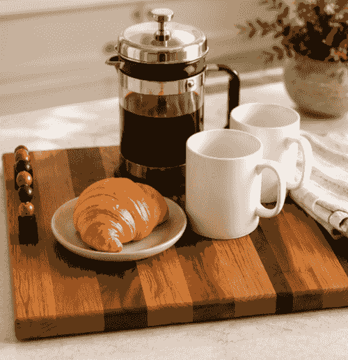 SERVING TRAY WITH BEADED HANDLES