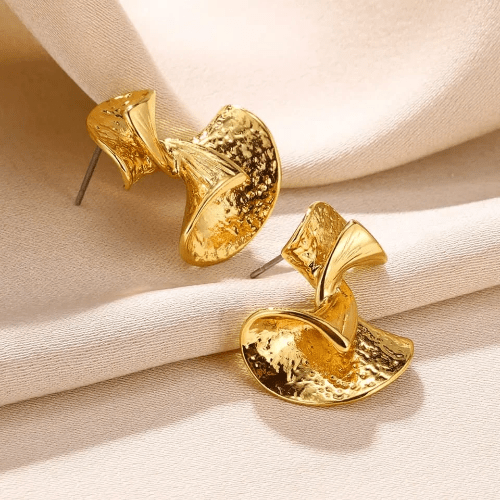 Irregular Distorted Skirt Stud Earrings 