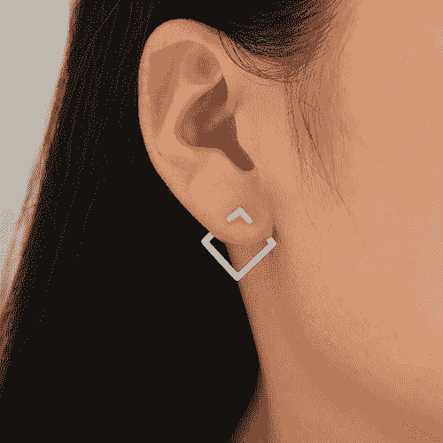 Geometric Square Strap Style Gold Earrings