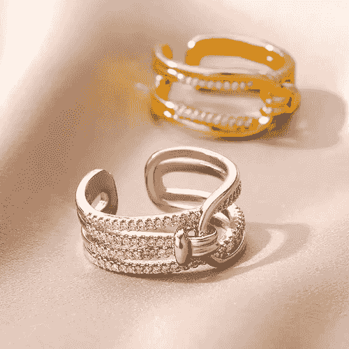 Double Layers Zircon Rings For Women