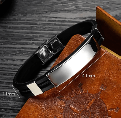 Men's Bracelet, Korean Version Titanium Steel With Leather 