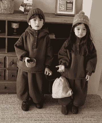 冬季一體絨連帽加厚兩件套