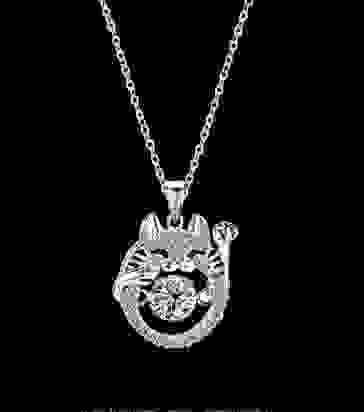 YDN0014 S925 sterling silver Dancing Heart Cat Necklace for Women Moissanite Dynamic Necklace