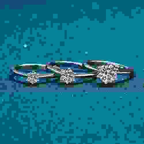 WZR0004 S925 silver ring one-carat moissanite platinum plated ring