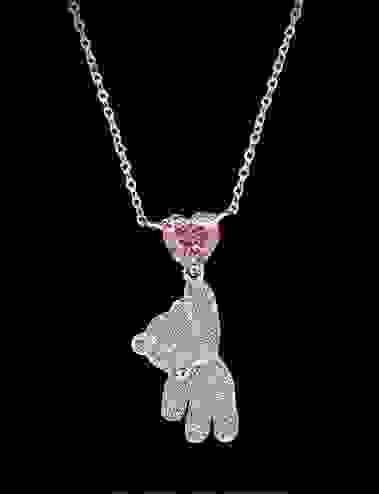 YDN0012 S925 sterling silver Bear Necklace Female violent bear pendant Zircon necklace
