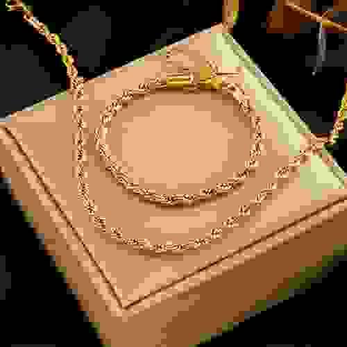 QYS0006 Woven stainless steel jewelry set for hairpins, necklaces and bracelets