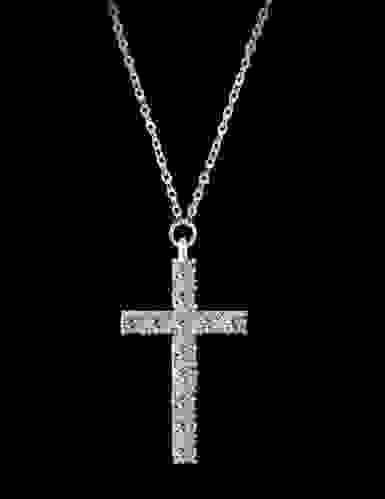 YDN0022 S925 Silver diamond-encrusted cross pendant necklace collarbone chain moissanite necklace