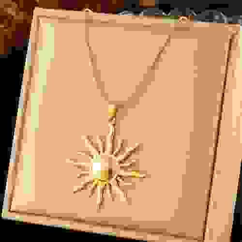 QYN0016 Gold plated stainless steel sun totem pendant stainless steel necklace