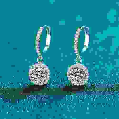 WZE0009 925 sterling silver earrings for women Moissanite round buckle earrings