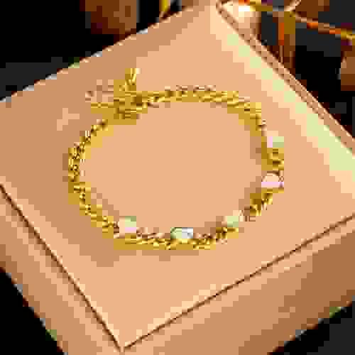 QYB0008 White three dimensional heart shaped chain stainless steel bracelet