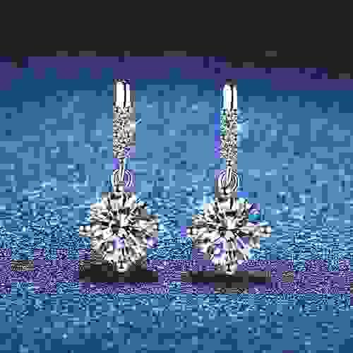 WZE0016 S925 Silver Ear rings, Moissanite diamond earrings, women's Moissanite earrings