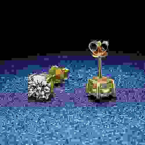 WZE0007 Moissanite earrings S925 sterling silver gold-plated four-prong earrings 1-carat Moissanite 