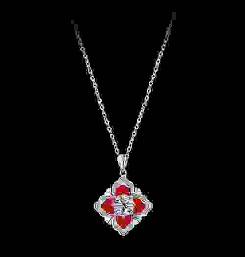 YDN0009 925 sterling silver necklace for women, Moissanite four-leaf clover clover necklace