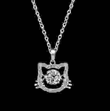YDN0013 S925 sterling silver pink kitten necklace Moissanite necklace