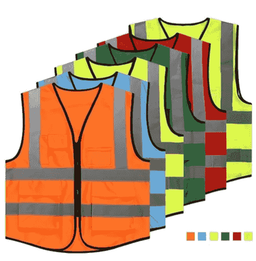Reflective Jacket with Zip and ID Pouch - Various Colours