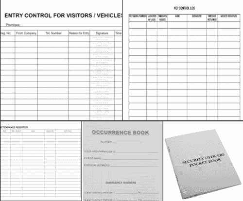 Security pocket books,Occurrence Books,Occurrence Book,Access/Entry Control Book