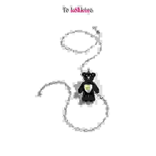 tokokkino* Velvet Little Black Bear Pearl Necklace