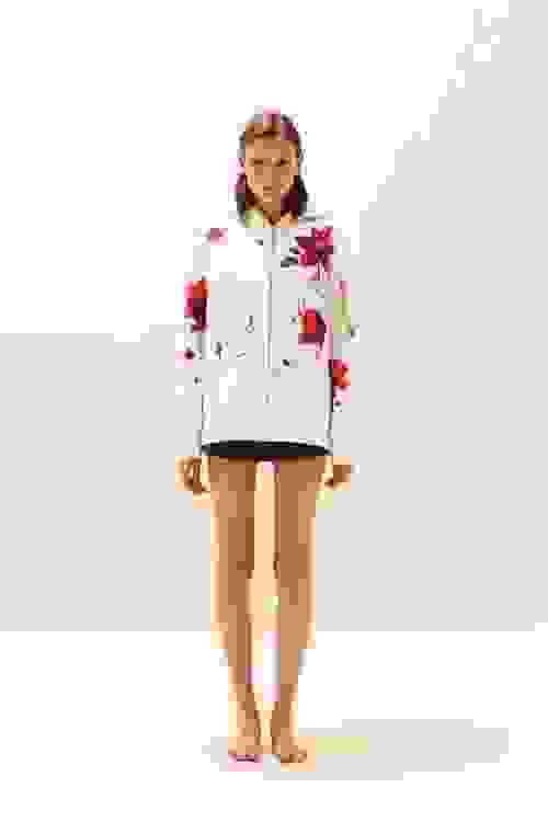 Floral printed zipper hoodie