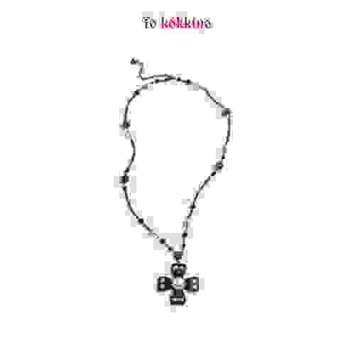 tokokkino* Black Bowknot Pearl Onyx Necklace