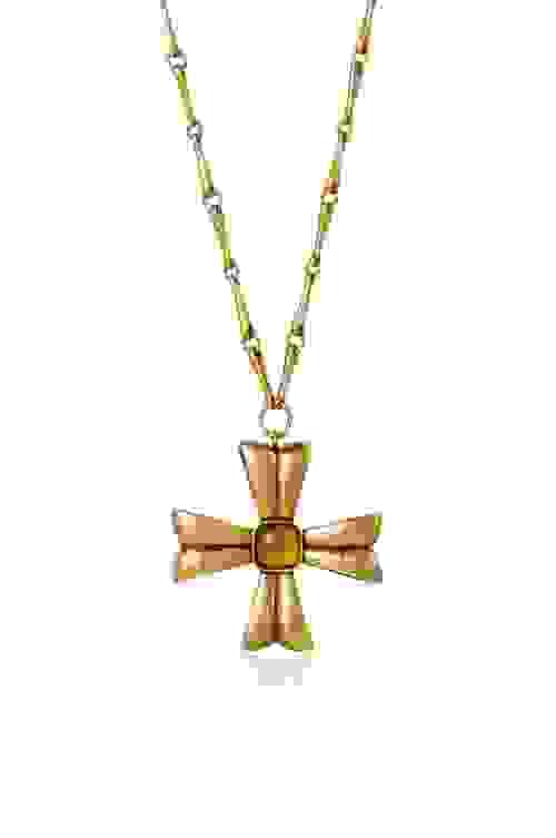Antique bronze gold bow necklace