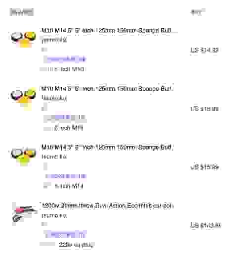 order summary of 1200w polisher & spone pad