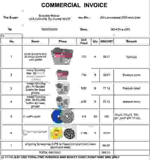order summary of lavina metal and 5'' waffle pad