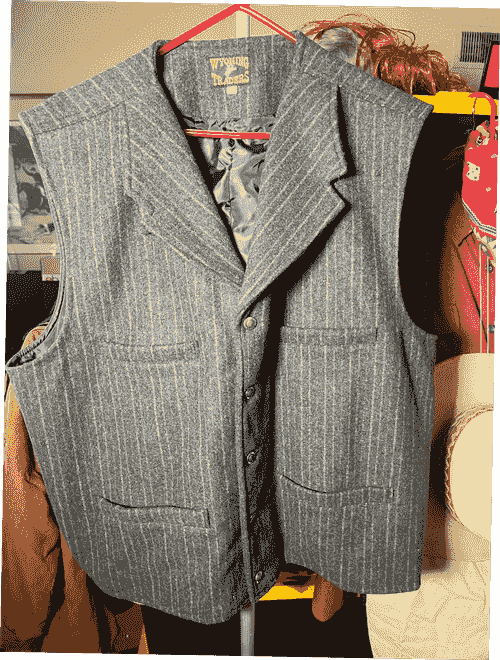 New Wool Gray/White Striped Wyoming Traders Brand Gunfighter Vest - Size XXL