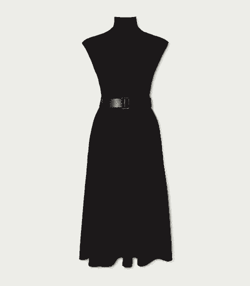 ANT-Wool-Blend Midi Dress with Leather Trim
