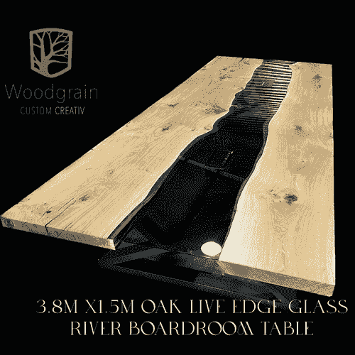GLASS INLAY OAK RIVER TABLE