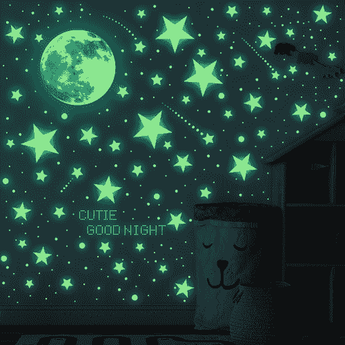 Pack of 637 Luminous Stars Moon Starry Sky Stickers Children's Room Luminous Stars Fluorescent Wall