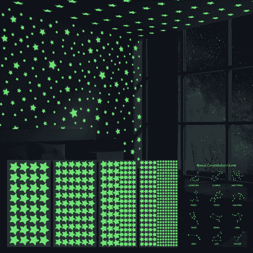 Pack of 521 Luminous Stars Wall Stickers for Children's Room, Glow in the Dark Stars, Starry Sky Lum