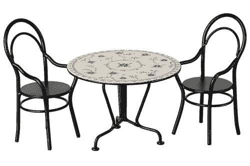 用餐圓桌雙椅組（附 2 張椅子）Dining table set w. 2 chairs, Miniature