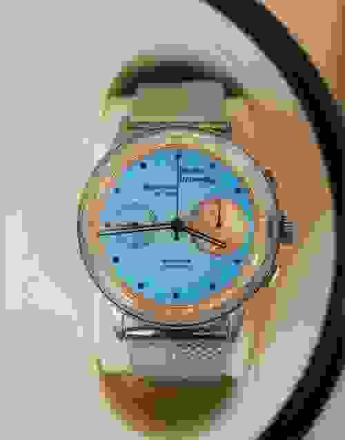 【中古・美品】〇〇(ブランド)〇〇(型番) 自動巻き ブルー文字盤 メンズ