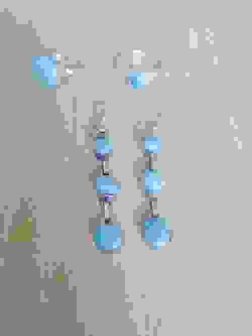 Larimar earrings with 3 stones