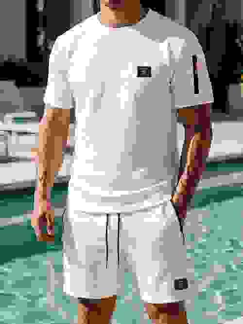 JY108 - 沙滩度假日常休闲套装 白色