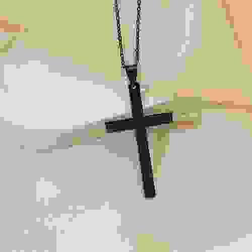 SV003 - 欧美不锈钢十字架项链 黑色