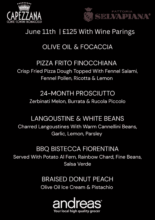 Capezana & Salvapiana Dinner 11th June