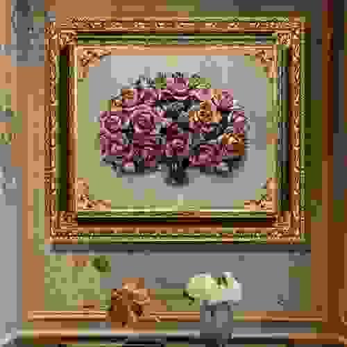 Beautiful Handmade Capodimonte Style Porcelain Flower Bouquet in Oval Frame Wall