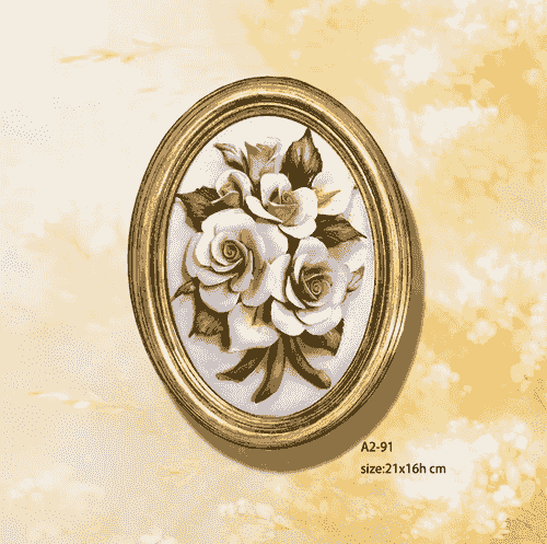 Beautiful Handmade Capodimonte Style Porcelain Flower Bouquet in Oval Frame Wall