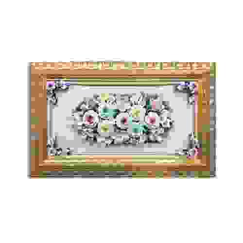 Beautiful Handmade Capodimonte Style Porcelain Flower Bouquet in Rectangle Frame Wall  1 1