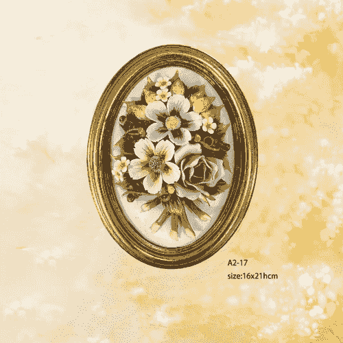 Beautiful Handmade Capodimonte Style Porcelain Flower Bouquet in Oval Frame Wall