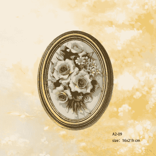 Beautiful Handmade Capodimonte Style Porcelain Flower Bouquet in Oval Frame Wall